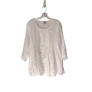 Match Point USA Blouse White Linen Lagenlook Lightweight Relaxed Basic Medium